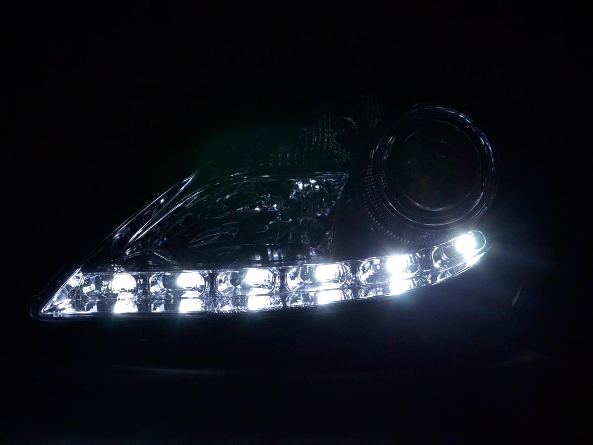 Scheinwerfer Set Daylight LED Tagfahrlicht Mercedes SLK R171 chrom 04-11 Scheinwerfer Set Daylight LED Tagfahrlicht Mercedes SLK R171 chrom 04-11